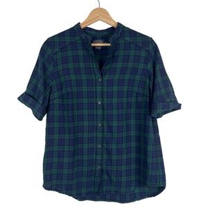 Pendleton Women Plaid‎ Heritage Shirt Short Sleeve Blackwatch Green Navy Small